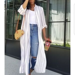 Lavender Stripe Button Up Dress